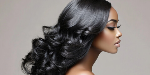 Poster - Elegant hairstyle display with beautiful curls and shine