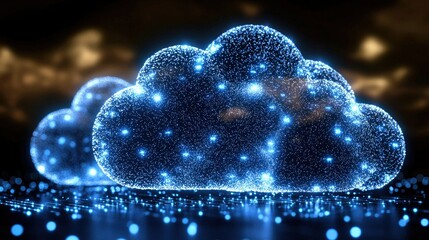 Poster - Abstract glowing cloud digital data network concept