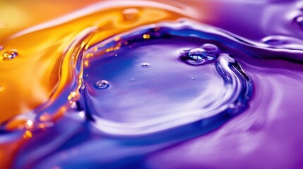 Wall Mural - vibrant colorful waves of liquid with bubbles and light reflections