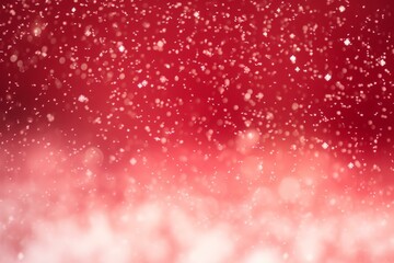 Poster - Snowflakes falling on a vibrant red christmas background creating a magical and festive atmosphere