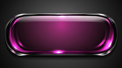 Pink glass button, dark background, website design