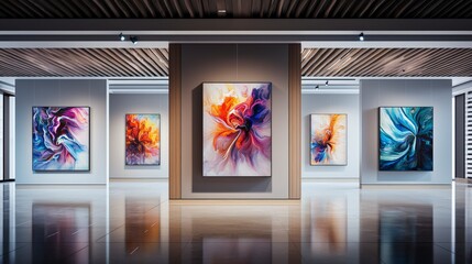 Poster - Ai-generated art display modern gallery digital artwork contemporary environment immersive experience visual innovation