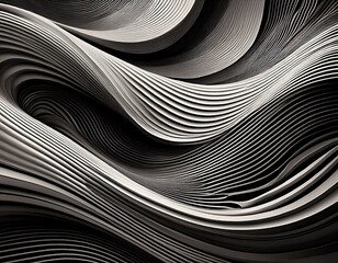 Wall Mural - abstract black and white curved lines pattern