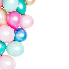 Wall Mural - pastel balloon bunch: a cluster of pastel-colored balloons, in shades of pink, teal, and mint, creat