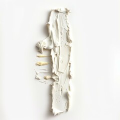 Poster - Thick textured paint strokes in white and beige colors creating an abstract composition on a white canvas