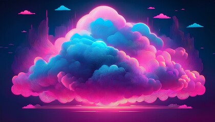 Wall Mural - neon pink and blue cloud formation abstract ideal for digital art fantasy or tech designs