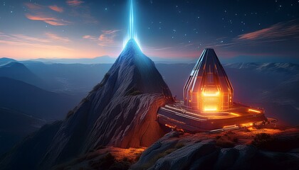 Wall Mural - a laser secret weapon installed in mountain peak