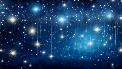 Wall Mural - deep blue glitter background with shimmering starry highlights