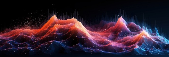 Poster - vibrant data visualization concept with colorful waves and dynamic patterns representing the new age