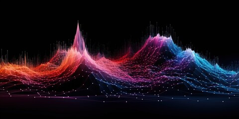 Fototapete - new age of data visualization featuring stunning abstract waves of color and light representing comp