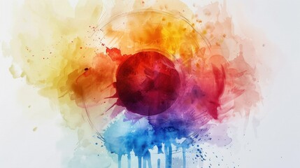 Poster - A hand-drawn color wheel design, incorporating splashes of watercolor paint.