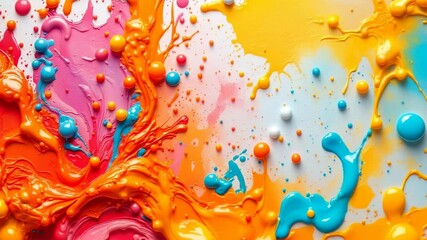 Poster - Vivid colorful paint explosion unfolding in dynamic abstract patterns