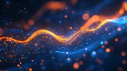Wall Mural - abstract digital landscape with glowing particles