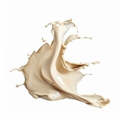Poster - Beige liquid splashing and making a dynamic shape on a white background