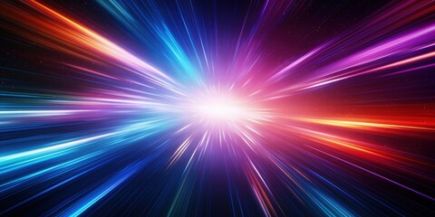 Poster - vibrant light speed motion in hyperspace with dynamic color streams and radiant energy explosions in
