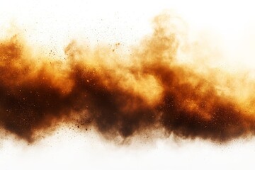 Aufkleber - Clouds of brown and orange dust swirl across a white backdrop creating a dramatic visual impact in a creative design