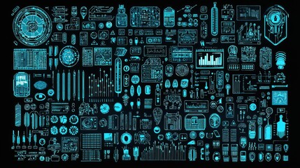 Poster - Futuristic Technology Interface Design Elements Collection