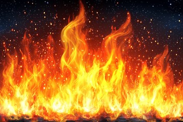 Aufkleber - Flames dance in vivid colors against a dark background creating an intense visual atmosphere filled with heat and energy