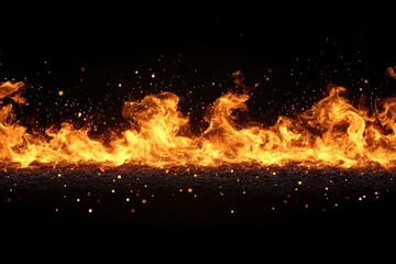 Aufkleber - Flames dance energetically against a dark backdrop, creating an intense visual display that captivates the viewer's attention