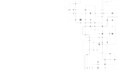Poster - Circuit connect lines and dots. Network technology and Connection concept. Decentralized network nodes connections