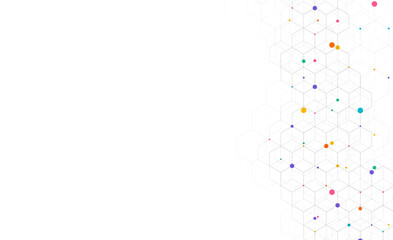 Poster - hexagons pattern on gray background. genetic research, molecular structure. chemical engineering. co
