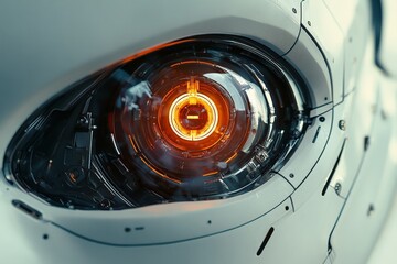Aufkleber - Intricate design of a robotic eye showcasing advanced technology and luminous features in a futuristic setting