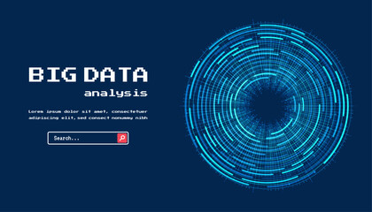 Fototapete - Technology background. Big data visualization concept. Abstract technology circuit board circle