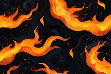 Poster - Vibrant flames dance wildly against a dark backdrop creating an energetic and bold visual effect