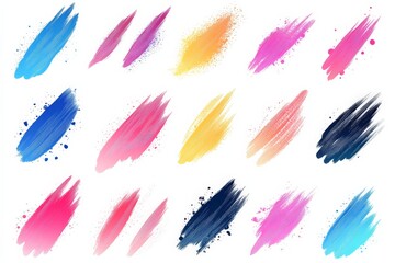 Aufkleber - Colorful paint strokes in various shades arranged artistically on a white background