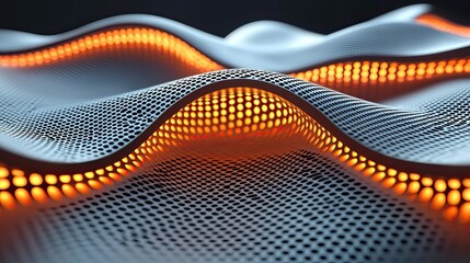 Poster - Illuminated Perforated Surface Waves Abstract Design