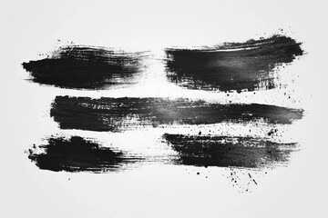 Poster - Black paint strokes on a white background create a striking abstract art composition for creative projects