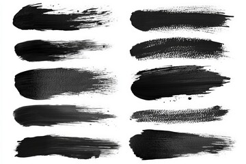 Aufkleber - Multiple brush stroke textures in black showcasing various styles and techniques for artistic purposes
