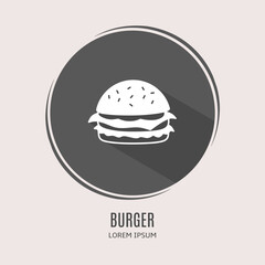 Poster - Symbol burger logo. Illustration of burger in flat. Stock vector.