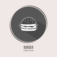Poster - Symbol burger logo. Illustration of burger in flat. Stock vector.