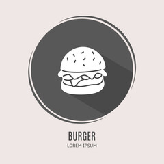 Poster - Symbol burger logo. Illustration of burger in flat. Stock vector.