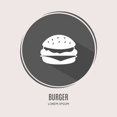 Poster - Symbol burger logo. Illustration of burger in flat. Stock vector.