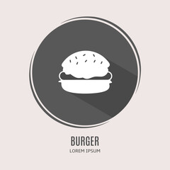 Poster - Symbol burger logo. Illustration of burger in flat. Stock vector.