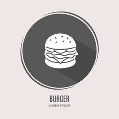 Poster - Symbol burger logo. Illustration of burger in flat. Stock vector.