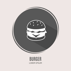 Poster - Symbol burger logo. Illustration of burger in flat. Stock vector.