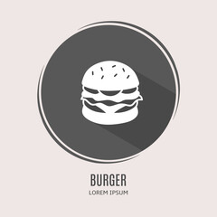 Poster - Symbol burger logo. Illustration of burger in flat. Stock vector.