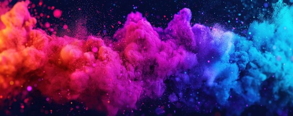 Poster - A vibrant cloud of colorful smoke swirls, blending pink, purple, and blue hues in a dynamic display of color and energy.