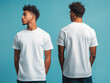 © kmlPhoto - Versatile plain white t-shirt mockup with male model in photo studio