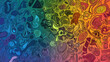 © Kosin - Colorful abstract doodle shapes create vibrant rainbow pattern, blending various forms and designs. This playful artwork evokes sense of joy and creativity