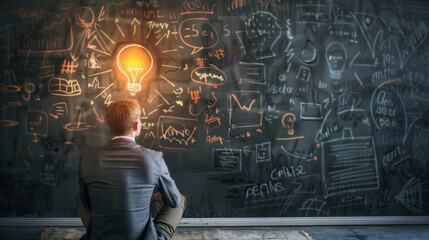 Poster - businessman having a conceptual idea in a meeting room.