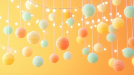 Wall Mural - minimalist celebration decorations with soft lighting
