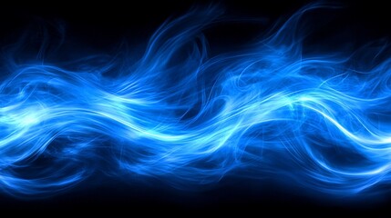 Poster - Abstract blue fire waves, dark background, energy concept, website banner