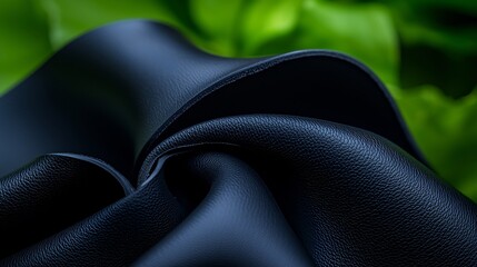 Wall Mural - Close-Up of Dynamic Black Leather Texture