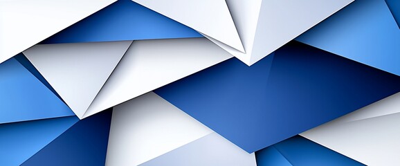 Poster - Abstract blue white triangle pattern, geometric design, modern background, website banner