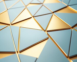 Poster - Abstract gold and blue triangle pattern background