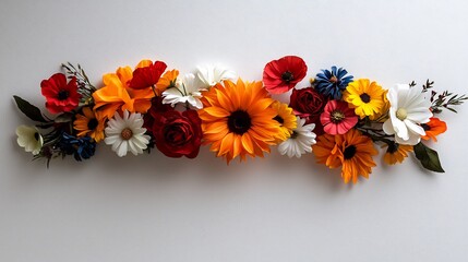 Colorful Wildflower Arrangement on White Background